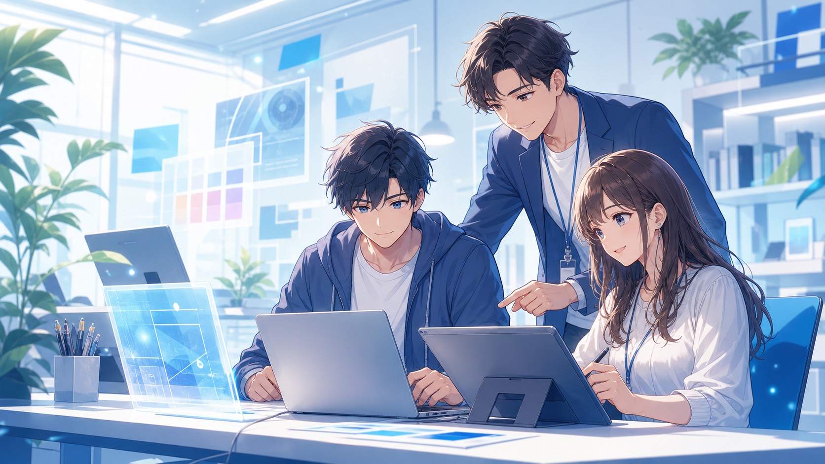 AIやWeb制作を学ぶ明るい制作スタジオのイメージ